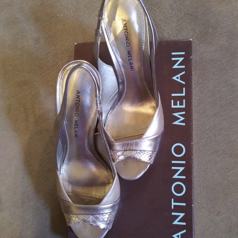 3.5" heel gold wedding shoes by Antonio Melani